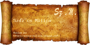 Szűcs Milica névjegykártya